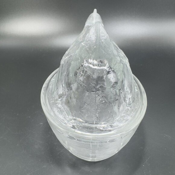 French Clear Hen On Nest Clear Glass Covered Dish Made In France Farmhouse VTG - Picture 11 of 15